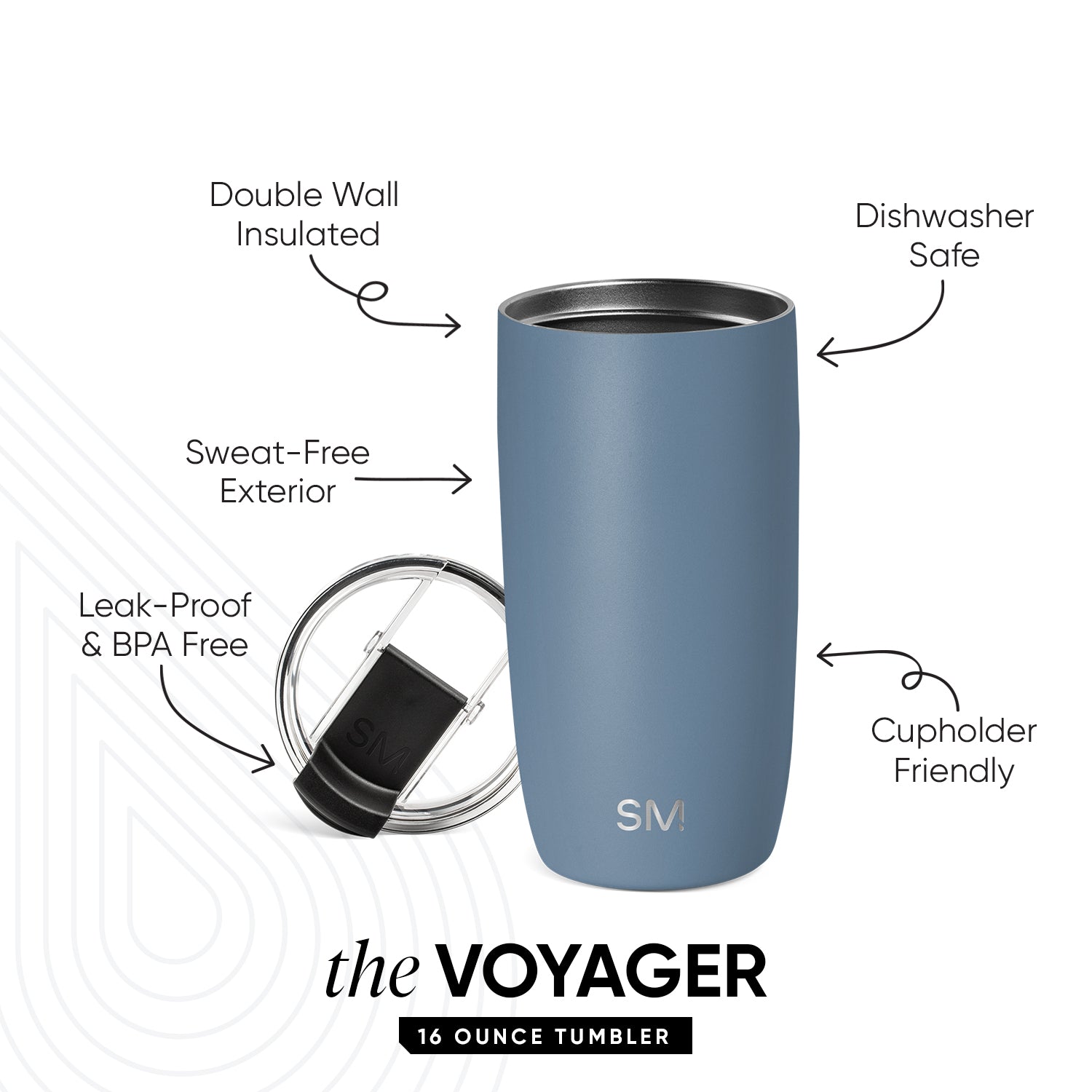 Voyager Tumbler with Clear Flip Lid & Straw