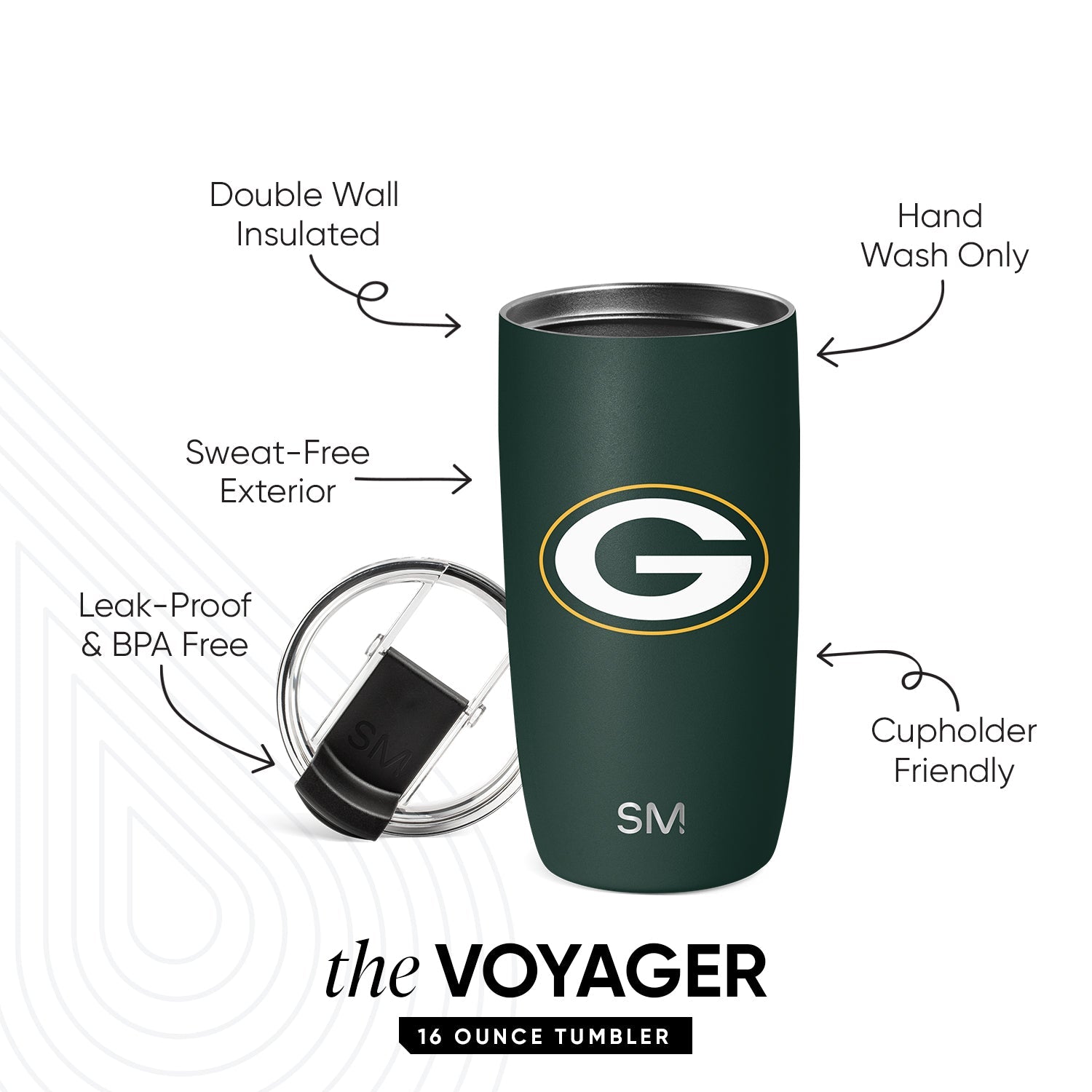 NFL Voyager Tumbler with Clear Flip Lid & Straw