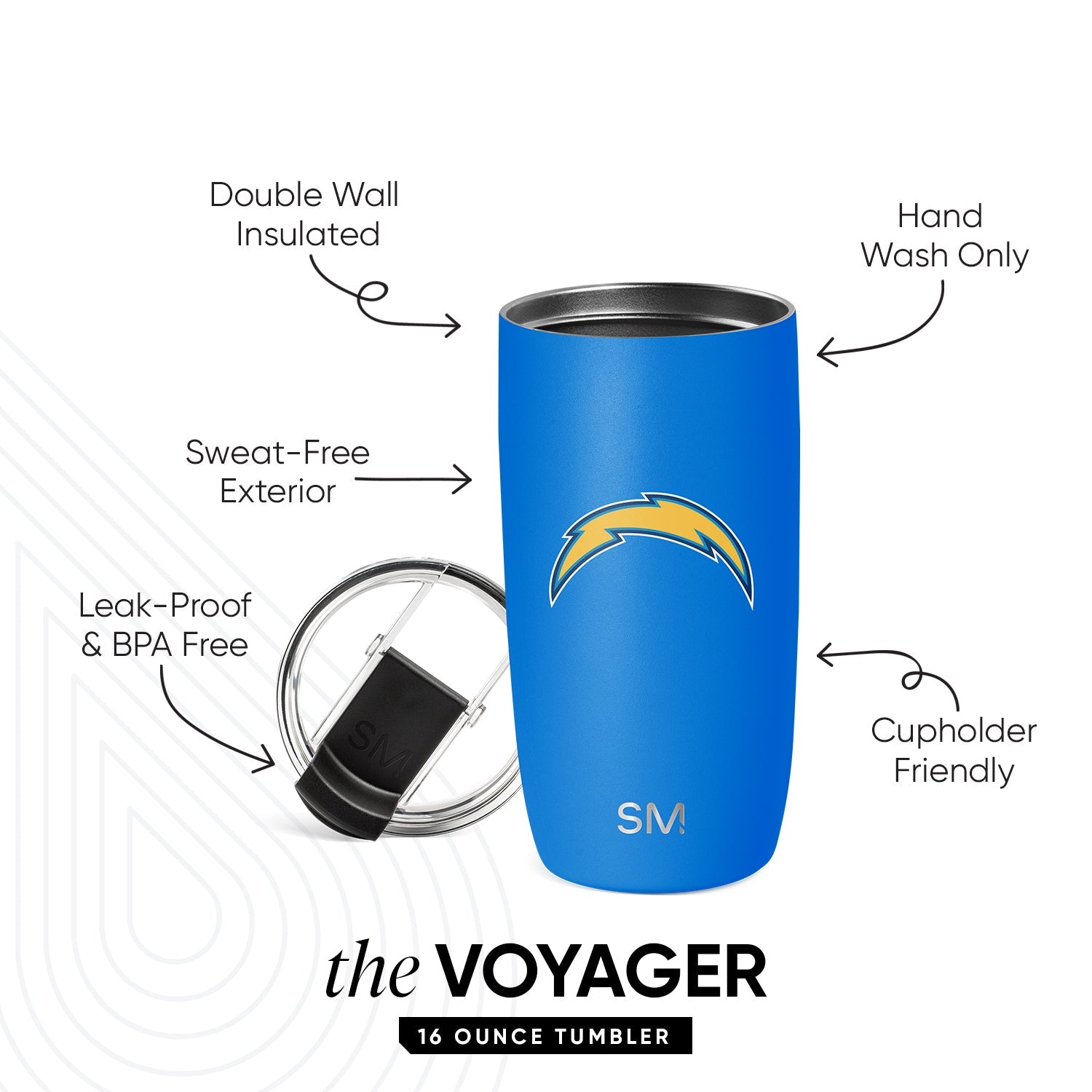NFL Voyager Tumbler with Clear Flip Lid & Straw