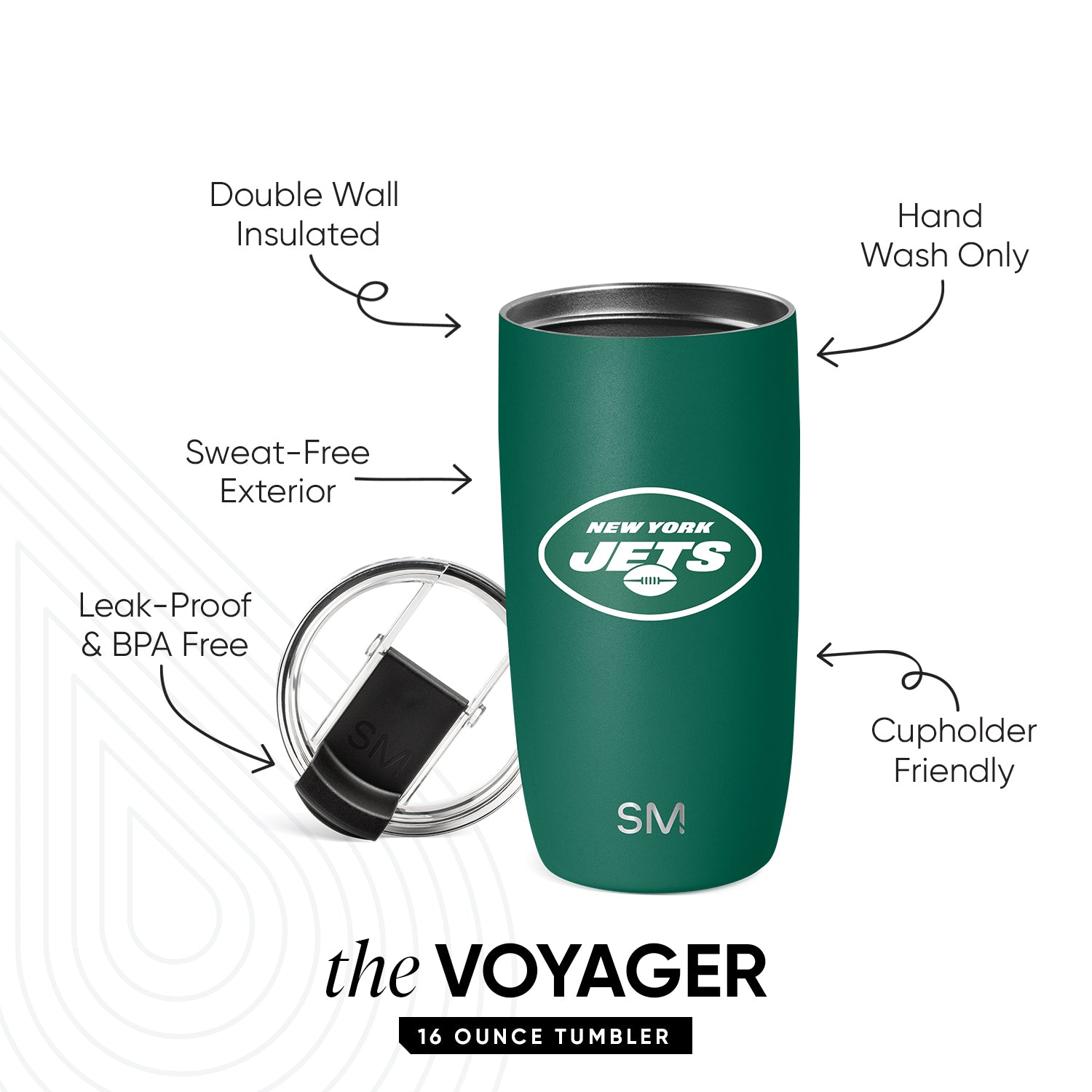 NFL Voyager Tumbler with Clear Flip Lid & Straw