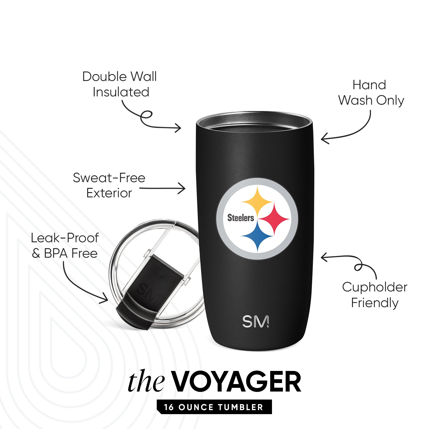 NFL Voyager Tumbler with Clear Flip Lid & Straw