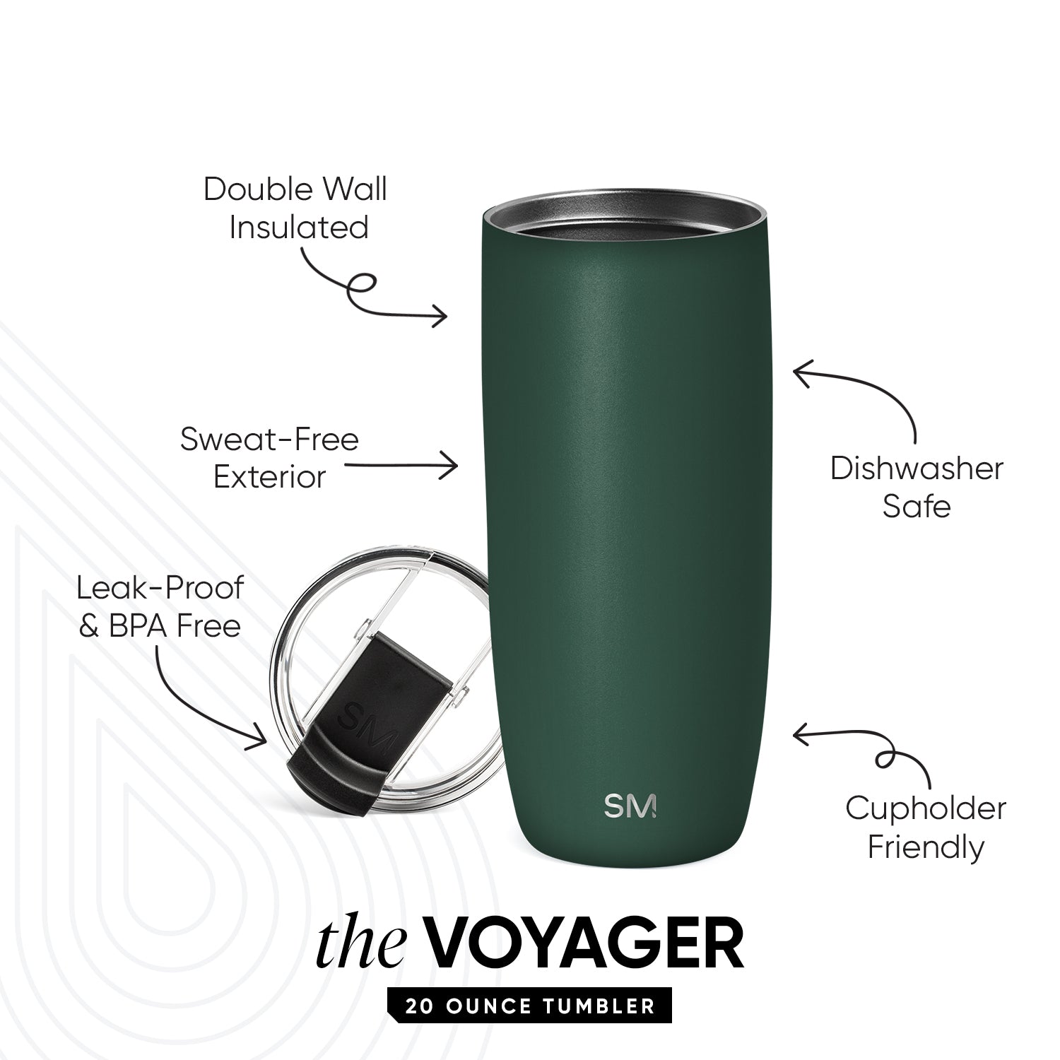 Voyager Tumbler with Clear Flip Lid & Straw