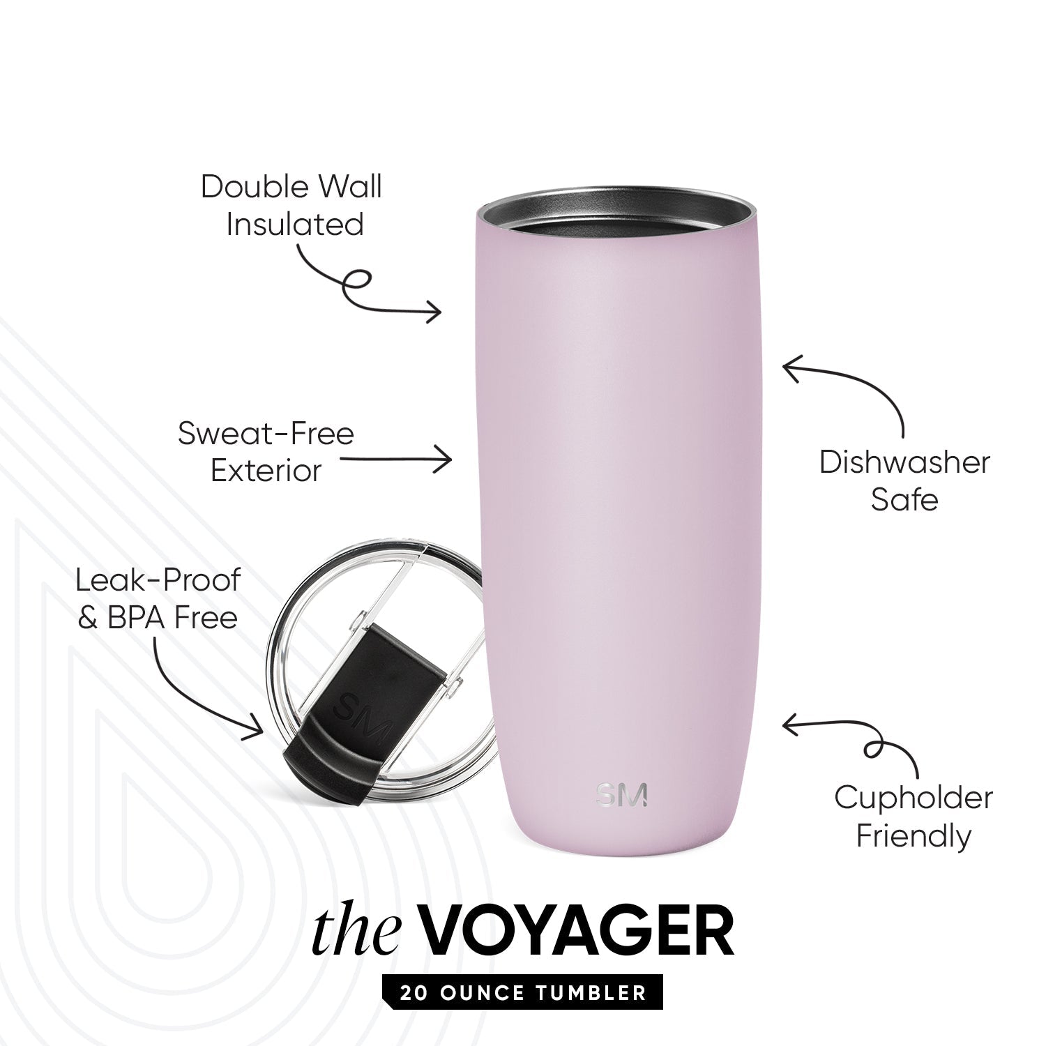 Voyager Tumbler with Clear Flip Lid & Straw