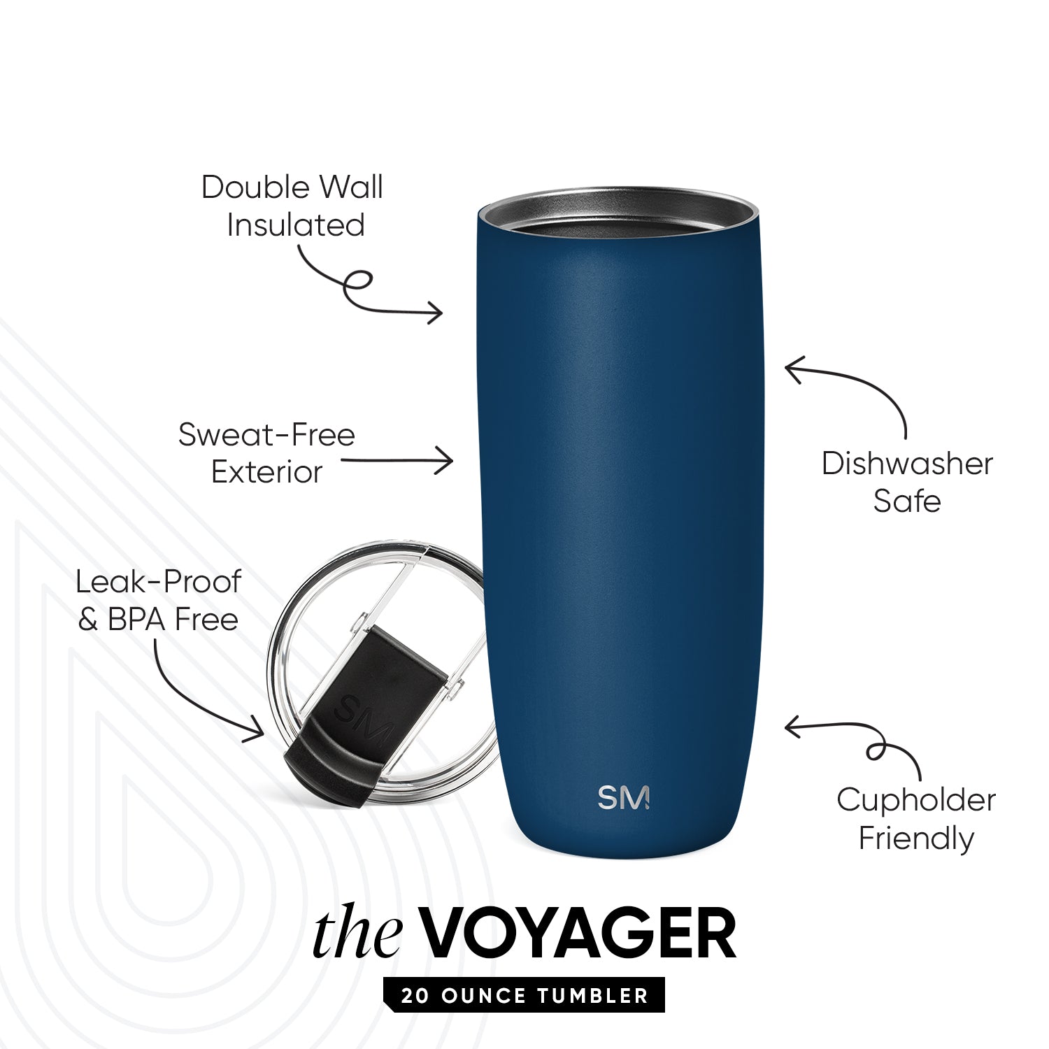 Voyager Tumbler with Clear Flip Lid & Straw