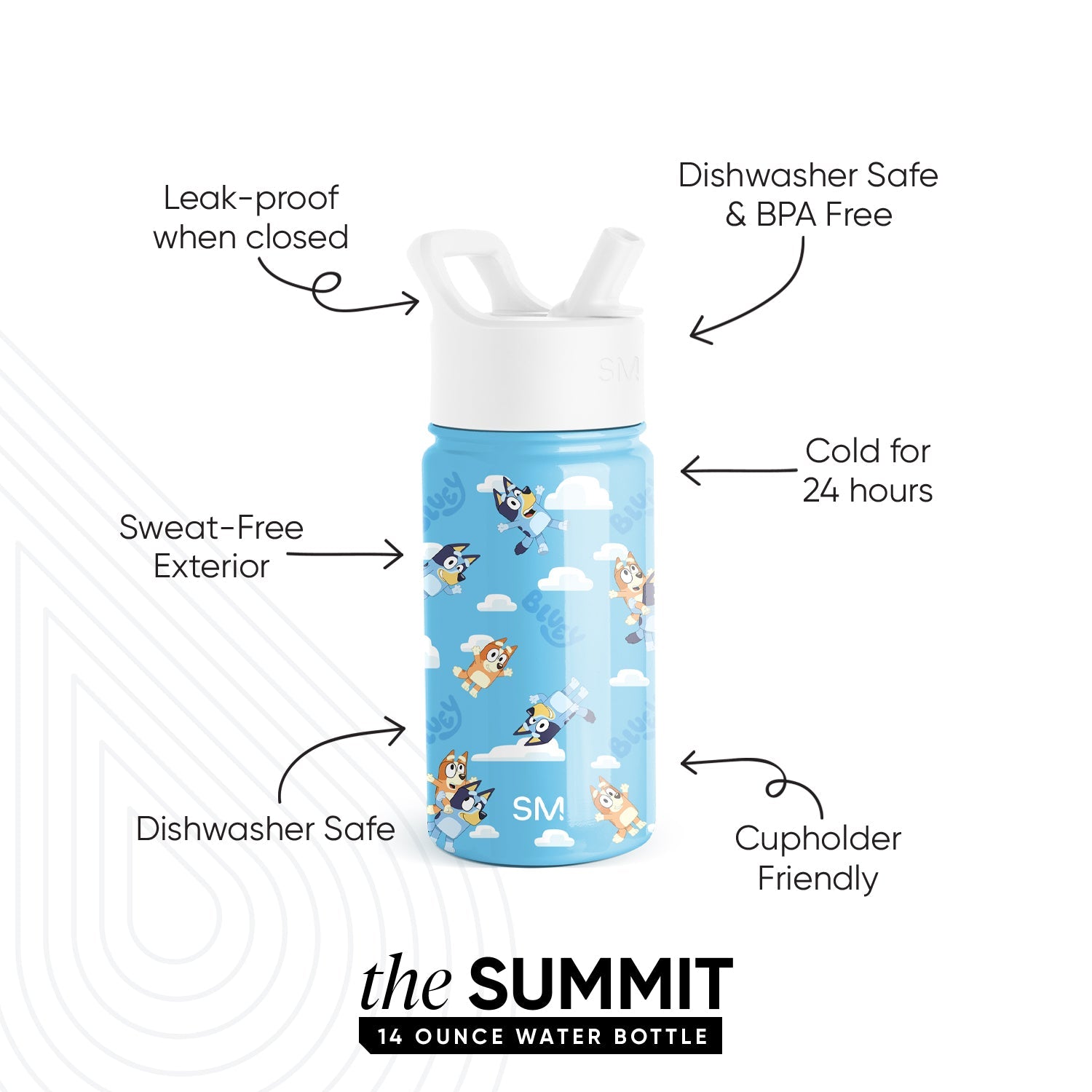 Summit Kids Water Bottle with Straw Lid