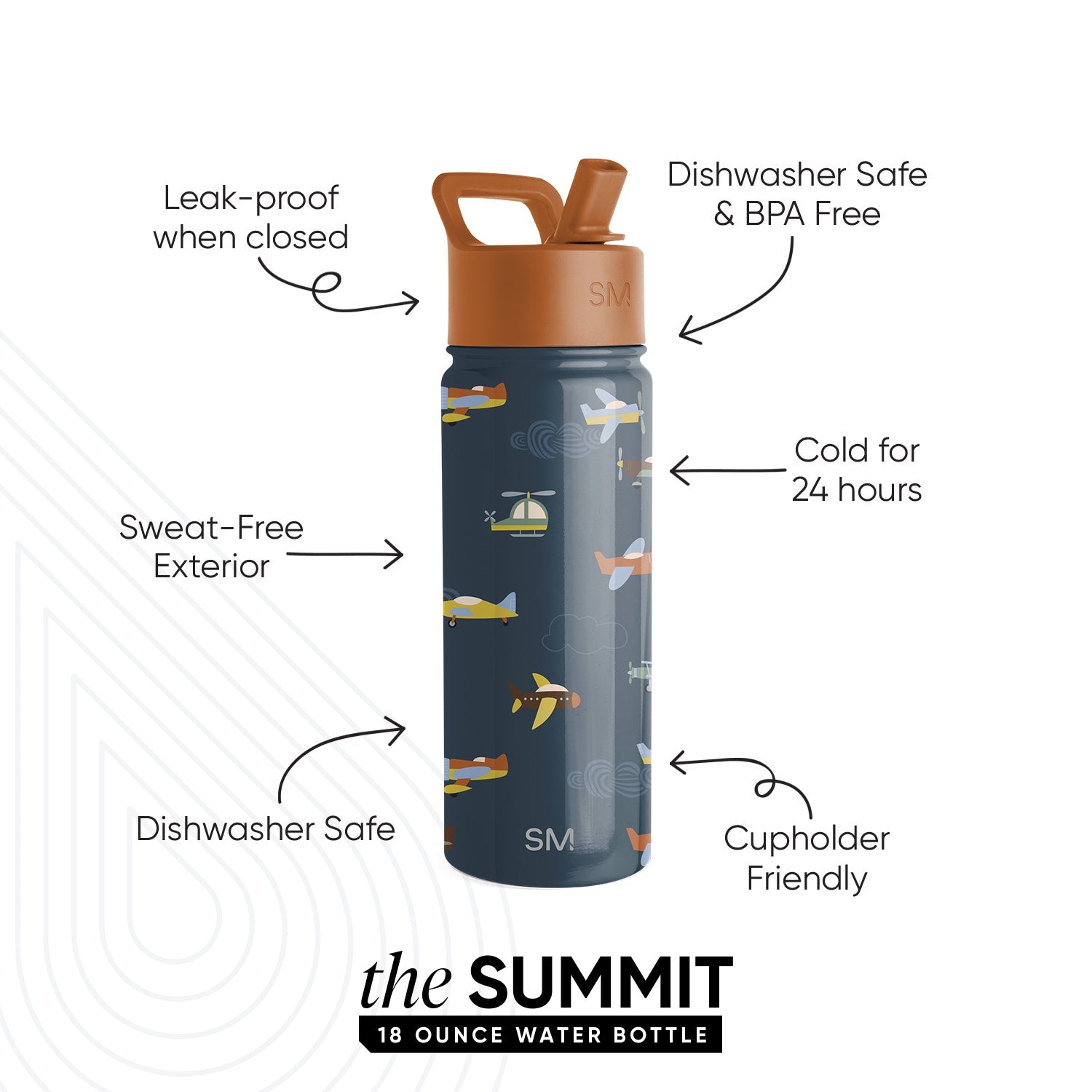 Summit Kids Water Bottle with Straw Lid