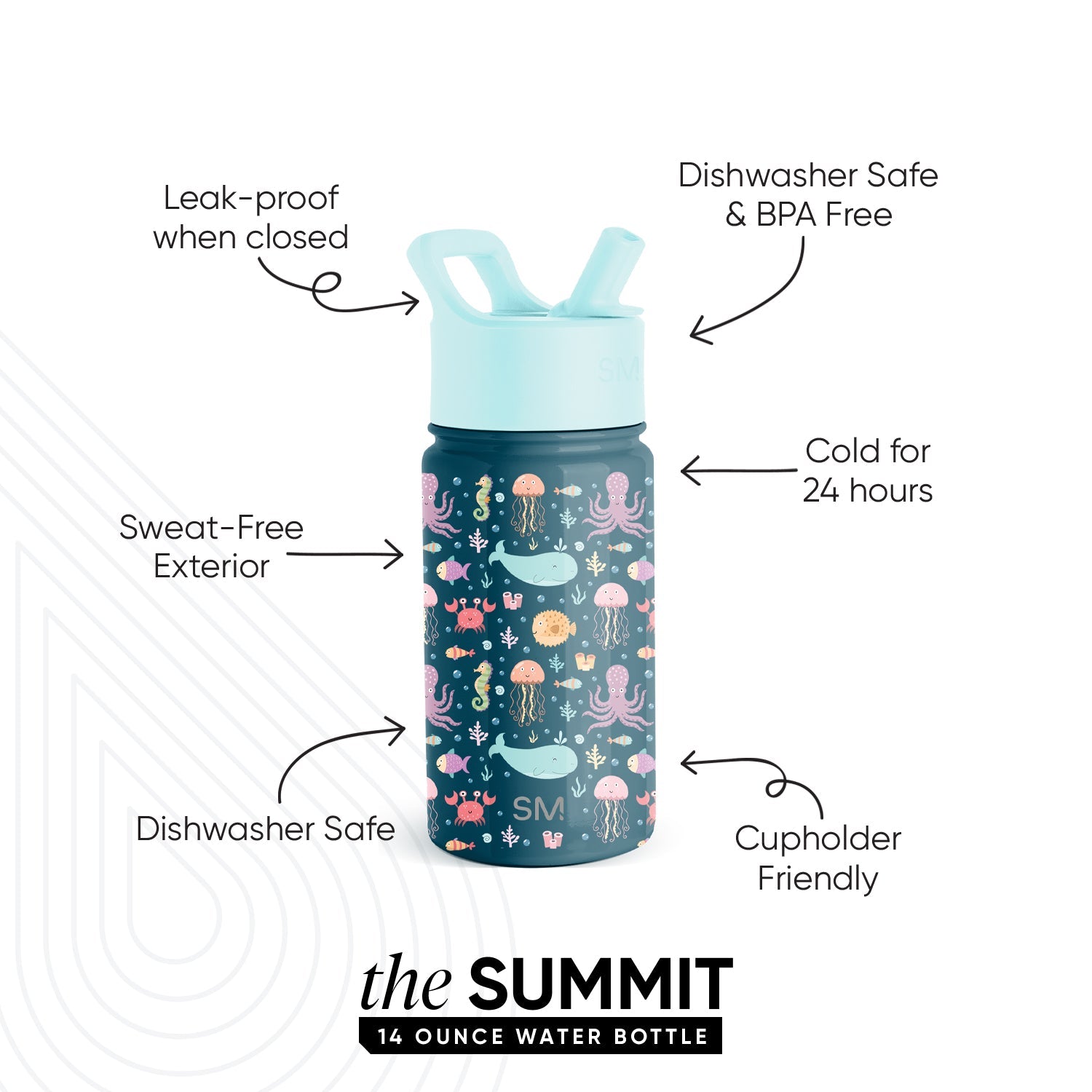 Summit Kids Water Bottle with Straw Lid